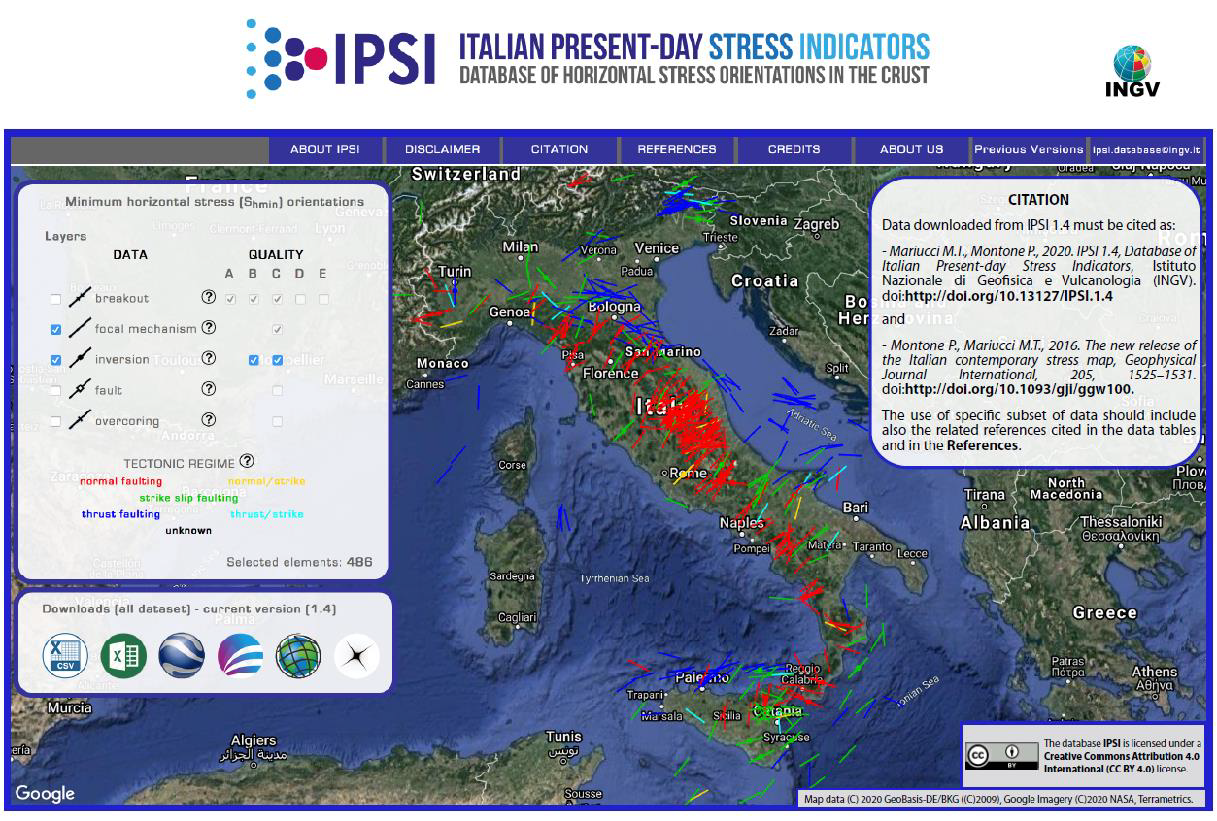 Il campo di sforzo in Italia: la banca dati IPSI